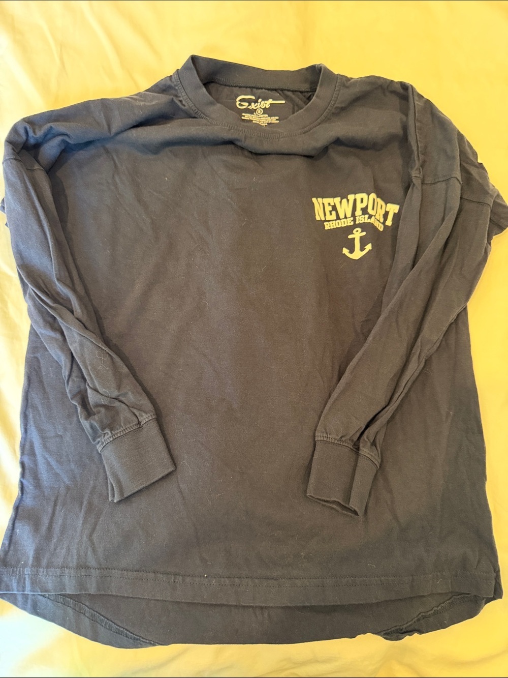 Exist Navy Long Sleeve Tee with Yellow Newport Anchor Graphic